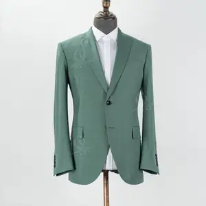 High Quality Factory Sale Casual Fashion Green Mens Slim Fit Formal Bespoke Blazer