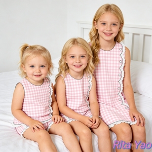 <span class=keywords><strong>Vestito</strong></span> Estivo Monogrammato per Bambina con Volant, Abito a Quadretti <span class=keywords><strong>Rosa</strong></span> con Orlo a Festoni, <span class=keywords><strong>Vestito</strong></span> Personalizzato a Lunghezza Ginocchio per Bambina 2026 - Product Image 3