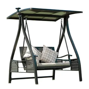 Açık veranda çelik polyester cabrio gölgelik salıncak 2 sandalye güneş döküm alüminyum toz kaplama salıncak