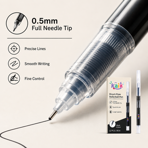 Stylo Rollerball <span class=keywords><strong>à</strong></span> Encre Liquide <span class=keywords><strong>à</strong></span> Séchage Rapide KAIX, Pointe Aiguille 0,5 mm, Encre Noire, Vente en Gros Directe, Idéal pour la Prise <span class=keywords><strong>de</strong></span> Notes Étudiantes - Product Image 2