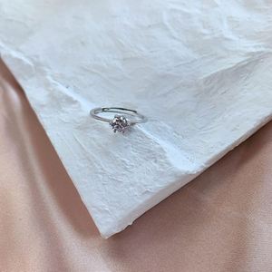 Dylam Rhodium Plated 925 Sterling <b>Silver</b> Round Cut <b>Solitaire</b> <b>Ring</b> Made with Infinite Elements 0.5ct 5A Cubic CZ Zirconia - Product Image 6
