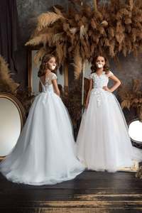 Оптовая продажа, Прямая поставка, одежда для девочек, красное, розовое, белое свадебное платье для девочек с цветами - Product Image 6