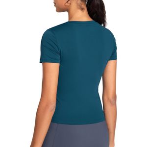 Camiseta Deportiva Corta con Cuello en V para Mujer, Ajustada, de Manga Corta, Transpirable, de Spandex y Poliéster, Ropa Deportiva Informal - Product Image 4