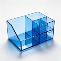 Boîte de rangement de bureau en acrylique transparente et chaleureuse, organiseur de papeterie multi-compartiments pour la décoration esthétique des bureaux d'étudiants et de bureau