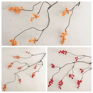 Mw25305 Nhân Tạo Màu Đỏ <span class=keywords><strong>Berry</strong></span> STEM holly chi nhánh giả cành với trái cây nhỏ nhà hoa trang trí nội thất bên bảng trung tâm - Product Image 5