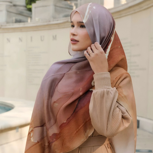 Pañuelo étnico musulmán personalizado para mujer, chal de viscosa de rayón de algodón suave y transpirable, bufanda Tie Dye Vela estampado Hijab acuarela - Product Image 5