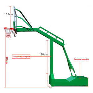 Support de basket-ball en acier concave pour intérieur et extérieur, hauteur 3,05 m, panier de basket-ball avec panneau arrière en verre trempé - Product Image 4