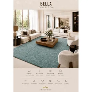 พรมปูพื้นโพลีโพรพิลีนสีฟ้าอ่อน Petra Bella 70044 ความหนา 6-11 มม. ซักเครื่องได้ ปลอดภัยสำหรับสัตว์เลี้ยง ด้านหลังเป็นผ้าสักหลาด ตัดได้ ทนทาน - Product Image 1