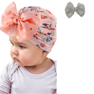 Gorros de Turbante Elásticos e Informales para Bebé con Estampado Floral, 100% Poliéster, Unisex, Gorro con Lazo Grande para Recién Nacidos y Niños Pequeños - Product Image 2