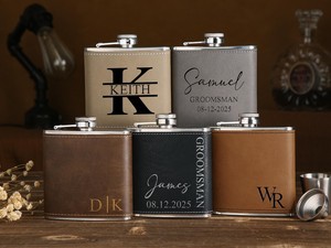 Personalizada <span class=keywords><strong>para</strong></span> Padrinos de <span class=keywords><strong>Boda</strong></span>, <span class=keywords><strong>Regalos</strong></span> <span class=keywords><strong>para</strong></span> el Padrino, Petaca de Cuero de 6 oz <span class=keywords><strong>para</strong></span> Padrinos de <span class=keywords><strong>Boda</strong></span> - Product Image 6