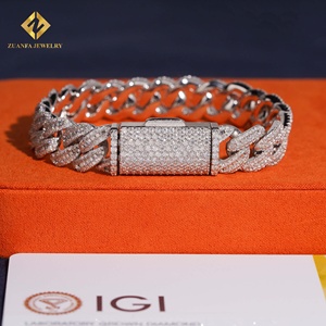 Lab Grown Diamond Bracelet Popular 12mm Cuban Chain Cuban Link Chain Necklace Bracelet <b>Men</b> Iced Out Diamond 925 - Product Image 1