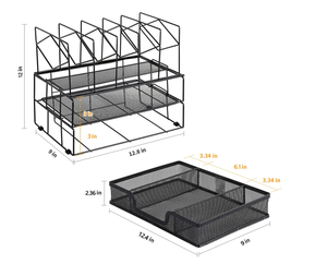 Organiseurs de bureau et accessoires de bureau - Organiseur de dossiers avec tiroir, accessoires de bureau et organisateurs d'espace de travail pour fournitures de bureau - Product Image 4