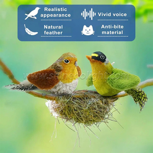 Achtervolging Interactieve Kat Speelgoed Tjilpen Vogel Huisdier Pluche Speelgoed Klappende Vleugels Vliegende Simulatie Elektrische Mus Interactieve Kat Speelgoed Vogel - Product Image 5