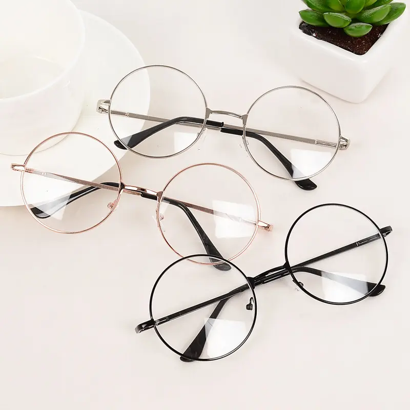 JOJO Fashion Retro Metal Round Frame Anti-blue Radiation Students Men Women Glasses Eyewear Eyeglasses