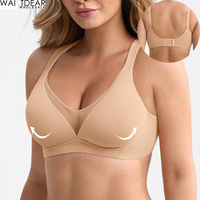 Sujetador de Copa Completa con Escote en V Profundo para Mujer, Tallas Grandes, Sin Costuras, Sin Forro, Cobertura Total, con Aros y Varillas Laterales, Venta al por Mayor, Éxito en Ventas en Amazon
