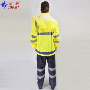 High Visibility Reflective PVC Rain Suit <strong>Waterproof</strong> <strong>Overalls</strong> With Zipper for Mining Work Disposable Work Coat - Product Image 6