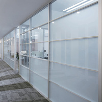 Cloison en verre de 60 mm d'épaisseur avec cadre en aluminium, design en grille populaire pour les bureaux, niveaux spéciaux différents, visuellement attrayant