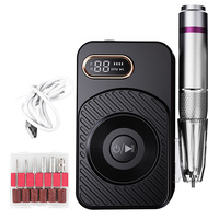Lime à ongles électrique rechargeable portable professionnelle 45000 tr/min Faible bruit Vitesse réglable Affichage LCD du nombre de tr/min 6 têtes