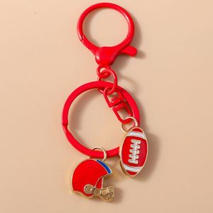 Porte-clés en métal style mini casque de rugby, souvenir d'équipe sportive, vente en gros - Product Image 2