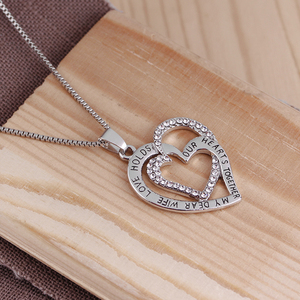 Collar con Colgante en Forma de Corazón y Cadena de Serpiente de Aleación de Zinc, ZRM Fashion, Mi Querida Esposa, El Amor Unifica Nuestros Corazones, Regalo Romántico de Aniversario - Product Image 3
