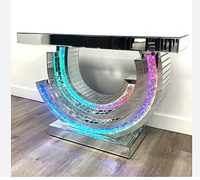 Tables consoles de couloir, meubles de salon, table console moderne avec miroir en diamant écrasé LED, table console de luxe avec miroir