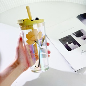 Vaso <span class=keywords><strong>de</strong></span> café <span class=keywords><strong>de</strong></span> gran capacidad con diseño floral simple para niñas, <span class=keywords><strong>de</strong></span> vidrio, para beber directamente, desechable, apto para lavavajillas, <span class=keywords><strong>de</strong></span> alto valor cromático. - Product Image 6