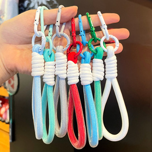 Đầy Màu Sắc Nylon Dệt Sợi Dây Thừng Túi Keychain Mặt Dây Đơn Giản Phong Cách Lưới Ngắn Dây Buộc Với Carabiner Vòng Chìa Khóa Cho Khóa - Product Image 1