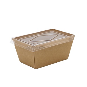 Take Away Kraft Paper lunch Box Wholesale Disposable Food Bento Boxes Sushi Salad Take Out Container With Clear Lid