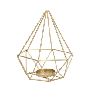 GIGA İskandinav geometrik demir şamdan içi boş basit masa el sanatları dekorasyon ışık lüks retro mum toptan