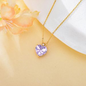 Pendentif cœur en améthyste violet clair 3 carats, collier en or massif 14 carats pierre de naissance de juin, cadeau de bijoux pour anniversaire et soirée romantique pour elle - Product Image 3