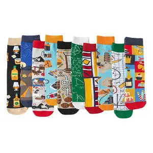 Высококачественные хлопковые дизайнерские носки красочные жаккардовые носки с химическим уравнением