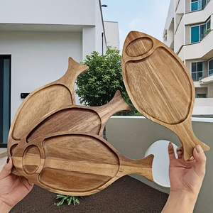 Bandeja <span class=keywords><strong>de</strong></span> Madera <span class=keywords><strong>de</strong></span> Acacia con Diseño Creativo y Personalizado, Plato <span class=keywords><strong>de</strong></span> Madera Maciza para Té <span class=keywords><strong>de</strong></span> la Tarde y Cena, Estilo Moderno Minimalista - Product Image 3
