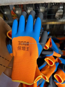 Gants de travail chauds d'hiver antidérapants réutilisables à long manchette imperméables en laine orange en éponge en mousse de latex Gants de sécurité pour la construction - Product Image 6