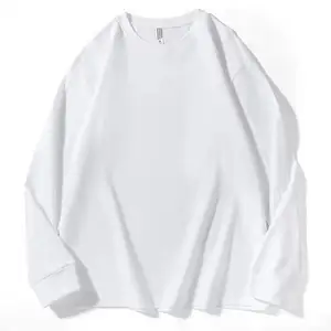 High Quality Basic T Shirt for Men 100% Cotton Plain Black Clothes Fashion Men's Breathable Round Neck Long Sleeve T-shirts