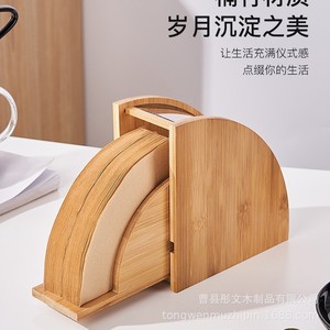 Bamboo Coffee Filter Storage Box <b>Fan</b> Shaped <b>Standing</b> Type For Paper Filters Multipurpose - Product Image 4
