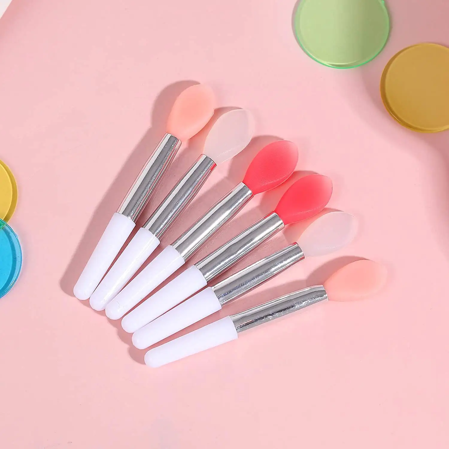 Kuas Lip Gloss Silikon Mini Aplikator Kuas Lipstik Portabel untuk Produk Makeup