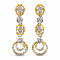 Boucles d'oreilles pendantes de luxe en argent S925 et moissanite, motif géométrique circulaire floral, pour femme, bijoux raffinés
