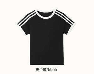 <span class=keywords><strong>Camiseta</strong></span> Retro Americana con Estampado de Tres Barras en Contraste de Color para Mujer, Verano <span class=keywords><strong>2024</strong></span>, Manga Corta, 'Hot Girl', Algodón, Secado Rápido, Transpirable - Product Image 1