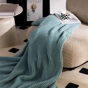 Hot Selling 100% Microfiber Plush Fuzzy Waffle <strong>Knit</strong> Throw for Home Decoration Sofa NR