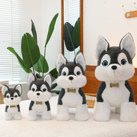 Peluche Realista de Perro Husky, Muñeco de Peluche de Husky Siberiano, Simulación de Cachorro con Etiqueta Metálica, Peluches Suaves para Niños