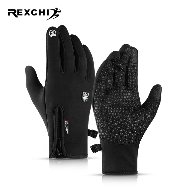 REXCHI DB67 Gants imperméables de sport de plein air d'hiver pour le cyclisme et le ski Gants chauds pour vélo, scooter et moto Medi-Grip