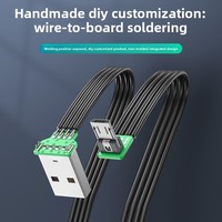 Câble de charge et de données Micro USB plat en silicone avec conducteur en cuivre, longueur 1m/2m, conception à circuit imprimé nu pour téléphones mobiles et PC