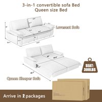 Futon-Schlafsofa Queen-Size Ausziehbares Bett 3-in-1 Konvertierbares Schlafsofa mit Modernem Samt-Futon-Couch für Apartment-Schlafzimmer