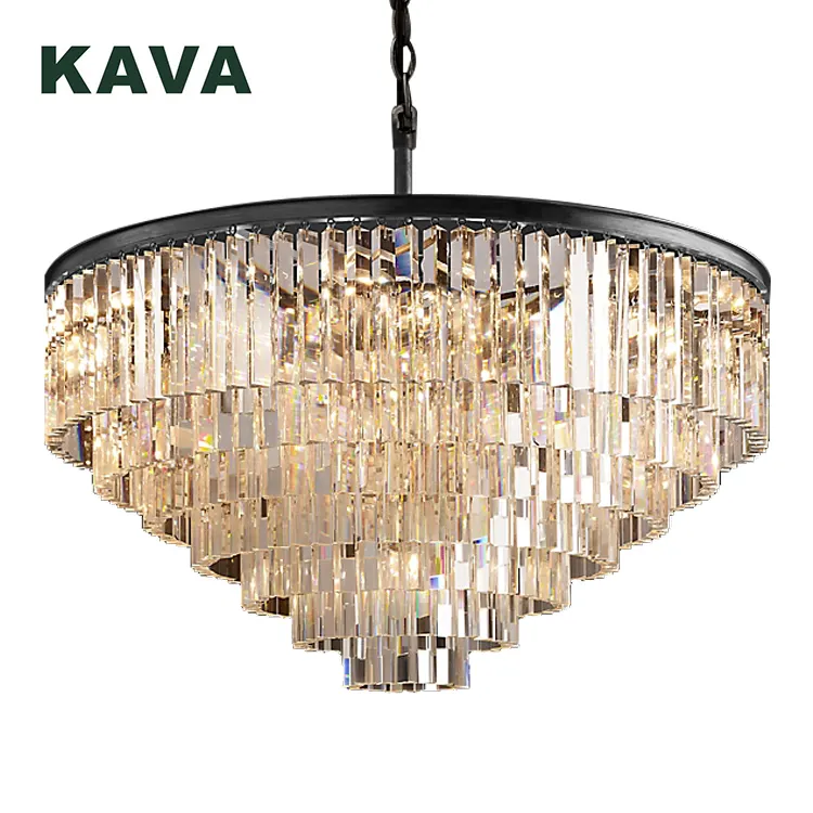 Chinese supply cone large customizable indoor luxury modern high ceiling crystal lighting chandelier