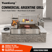 Barbecue Santa Maria en acier inoxydable avec foyer à charbon, barbecue commercial argentin pour la cuisson en extérieur sur patio et dans le jardin