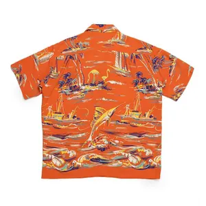 2024 Custom Mens Hawaiian Shirt Casual Short Sleeve Button Down Shirts Aloha Printing Shirt