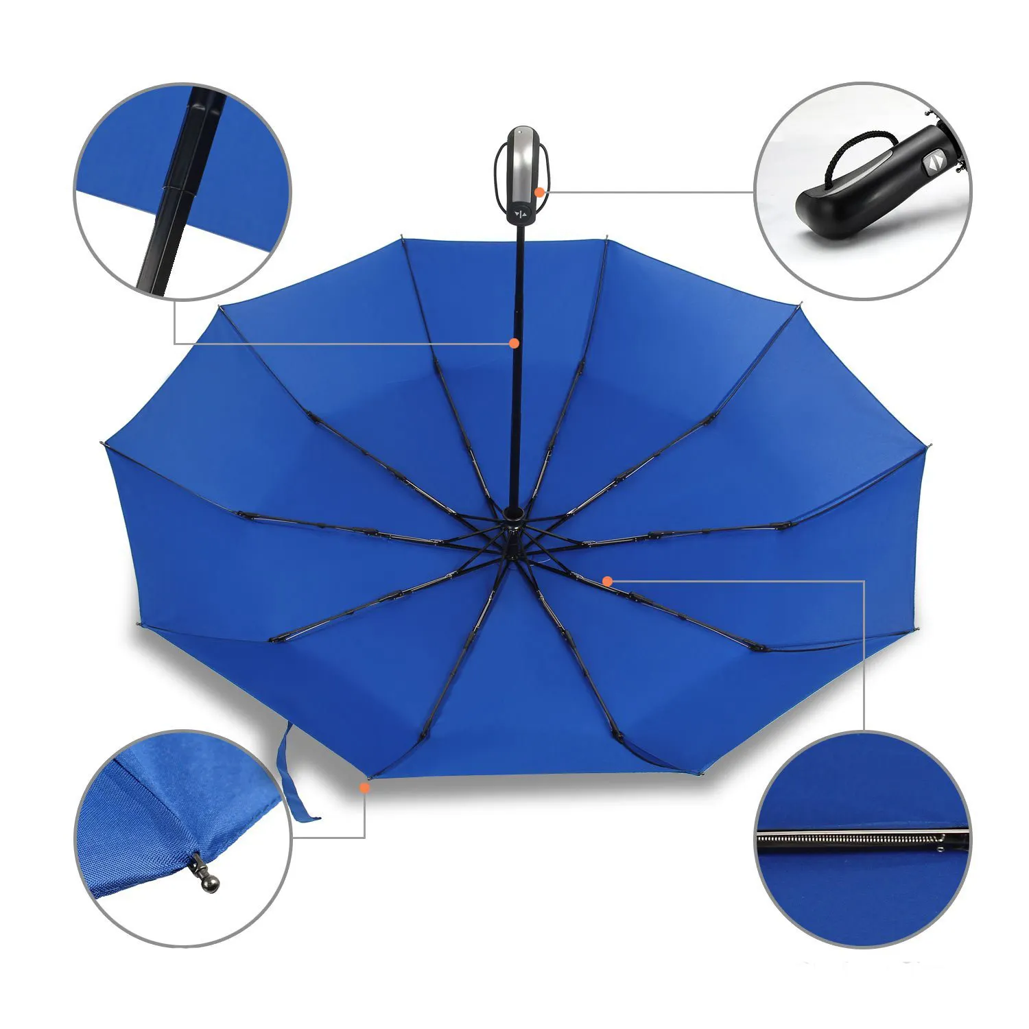 Pongee-paraguas de tela para lluvia, paraguas plegable de 3 pliegues, 10 varillas, promocional