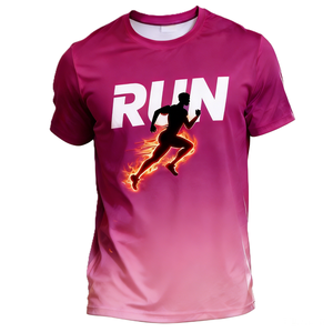 ZEDE Bulk Customization Factory Direct RUN Flame Printed Quick Dry Breathable <b>Sports</b> <b>Short</b> Sleeve Running T Shirt - Product Image 3
