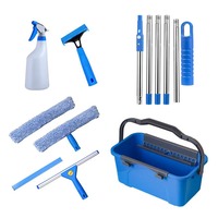 Ensemble de grattoirs à vitres en plastique avec perche télescopique de 1,2 mètre et tige d'extension en aluminium extensible pour le nettoyage des fenêtres, modèle DRS-69