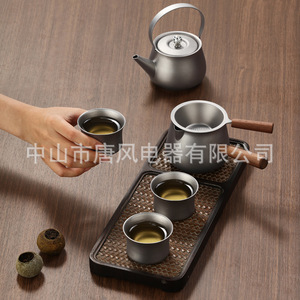 Pure Titanium <b>Tea</b> Set Portable Home Gift <b>Box</b> <b>Tea</b> And Water Separation Design Titanium Gray - Product Image 4